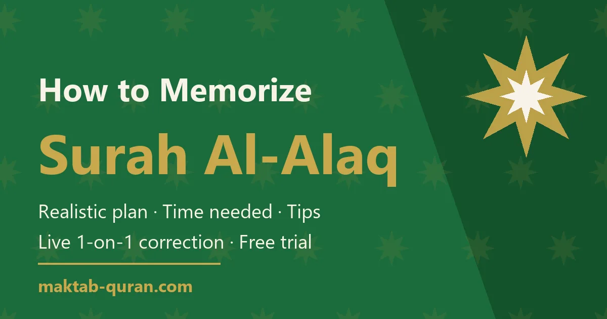 How to memorize Surah Al-Alaq — daily plan and time needed