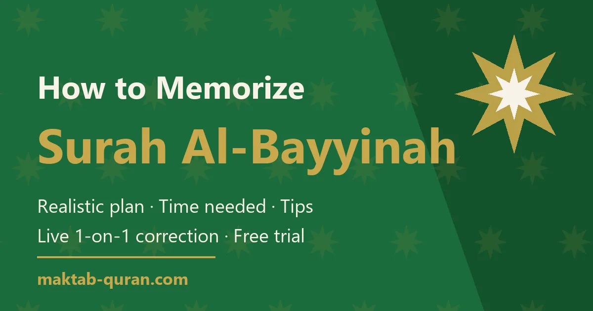 How to memorize Surah Al-Bayyinah — daily plan and time needed