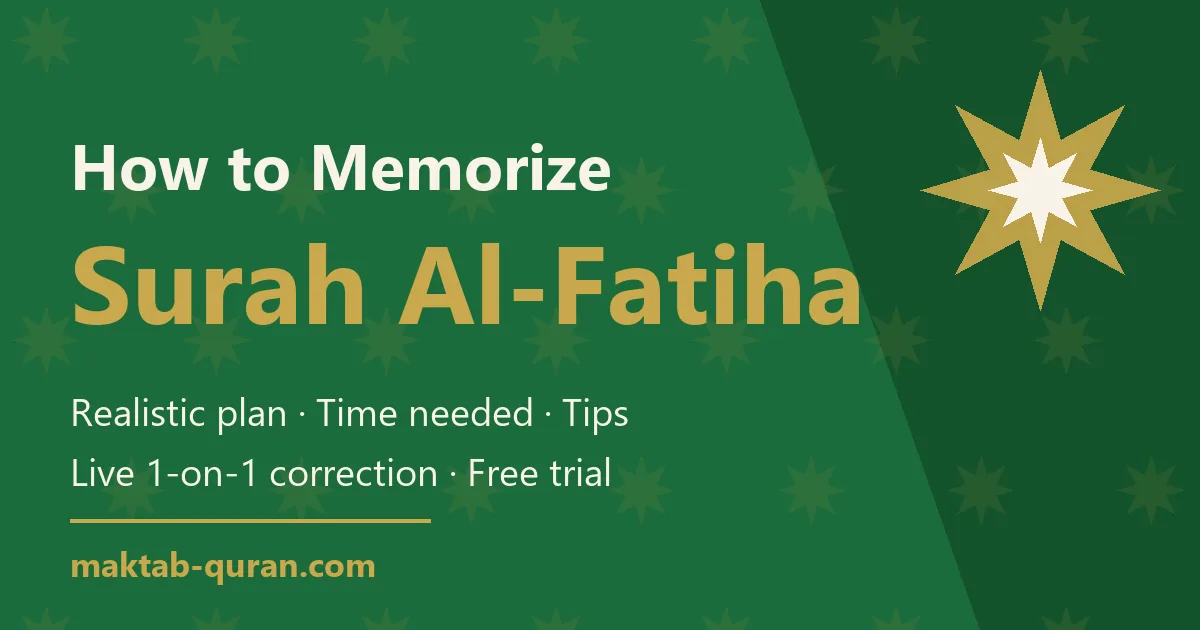 How to memorize Surah Al-Fatiha — daily plan and time needed