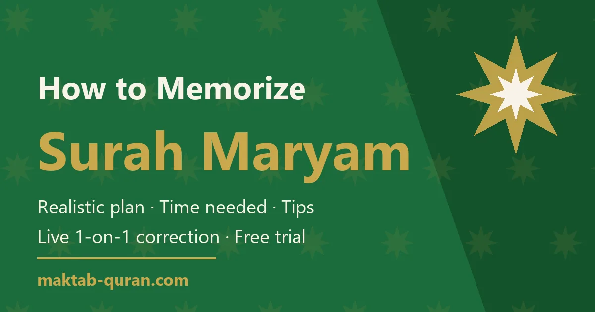 How to memorize Surah Maryam — daily plan and time needed