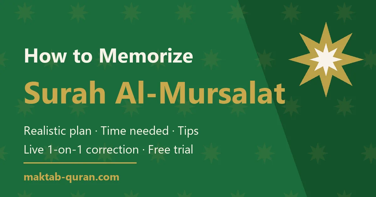 How to memorize Surah Al-Mursalat — daily plan and time needed