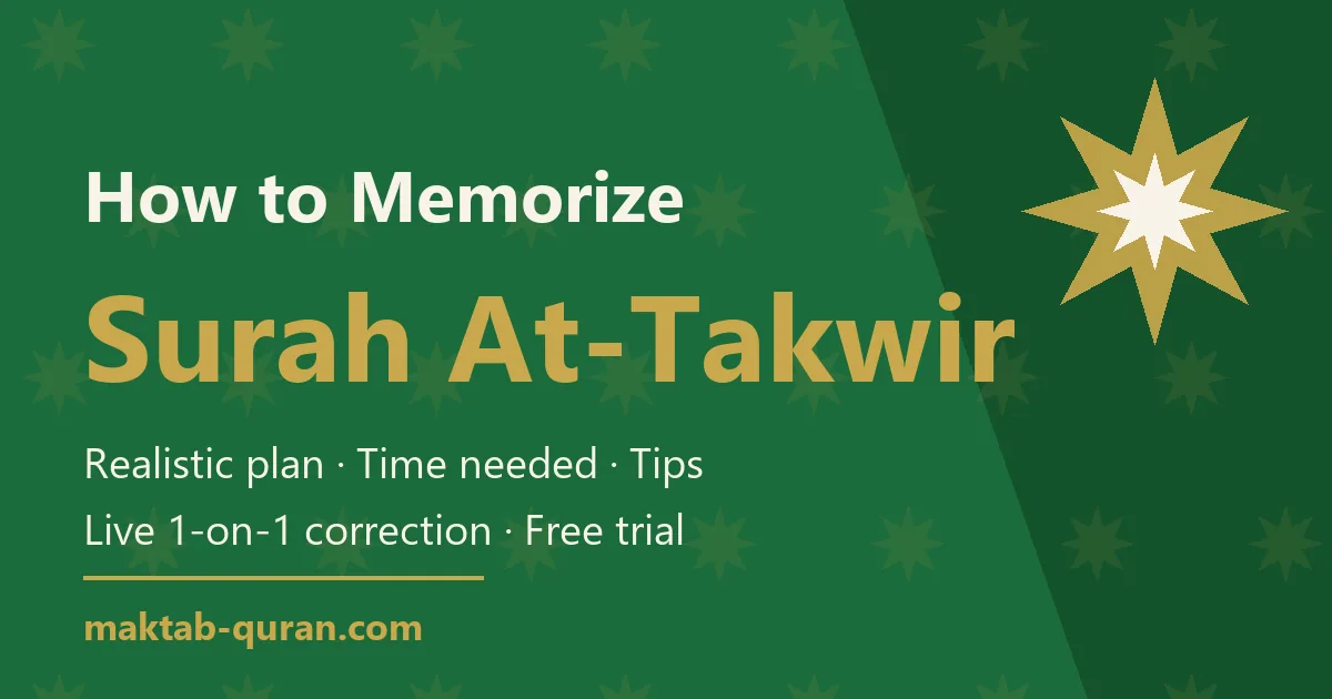 How to memorize Surah At-Takwir — daily plan and time needed